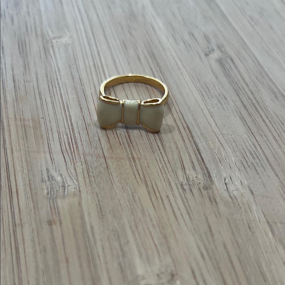 Kate Spade Gold and Cream Bow Ring